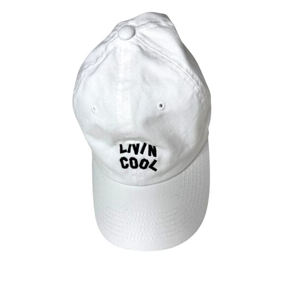 NWOT Livin Cool White Adjustable Baseball Cap Hat Black Livin Cool Graphic OS main image 5